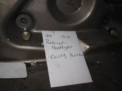 Bolts for main front fairing from behind the headlight.
Keywords: 1984;goldwing;gl1200